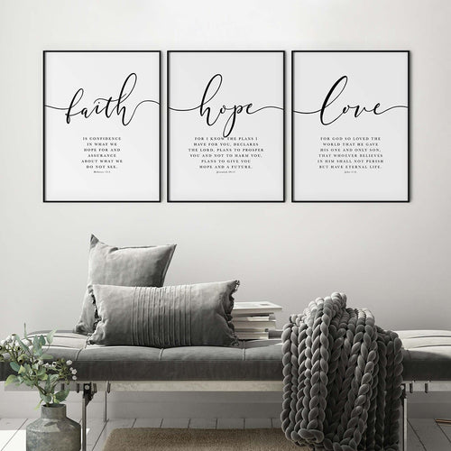 Bible Verse Poster and Prints Faith Hope Love Wall art Print Christian Quotes Canvas Painting Living Room Posters on the Wall